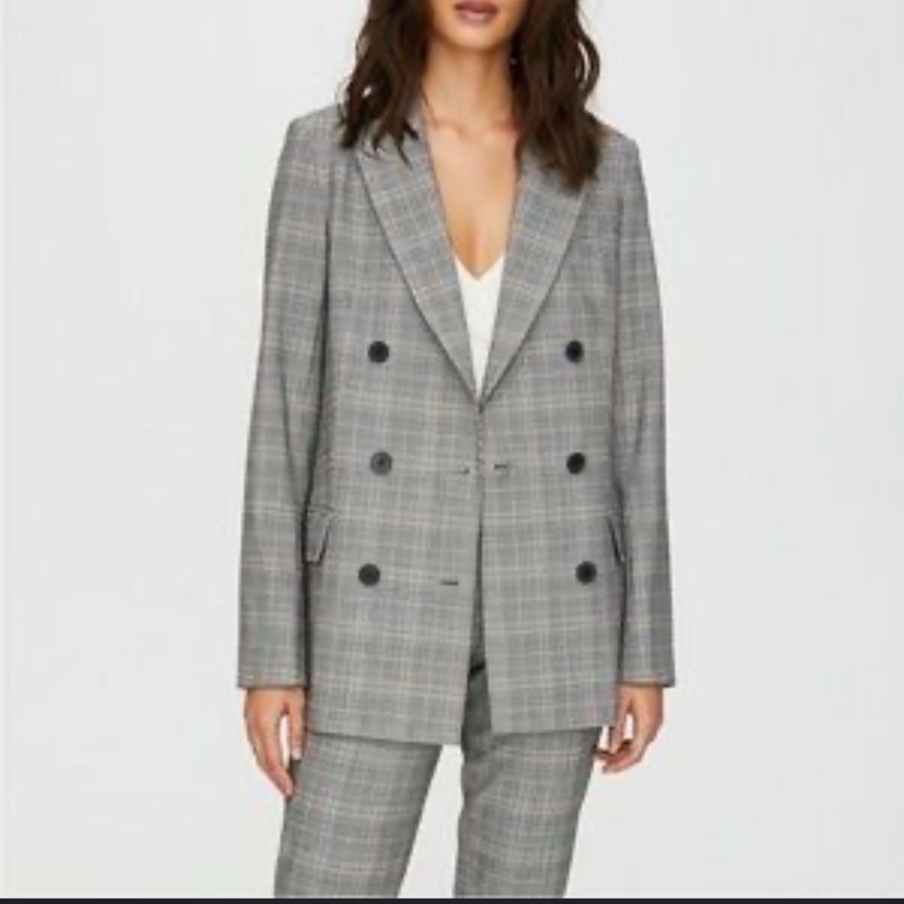 Aritzia Babaton Samuel Plaid Grey Blazer Jacket women’s size 4 - Picture 1 of 7